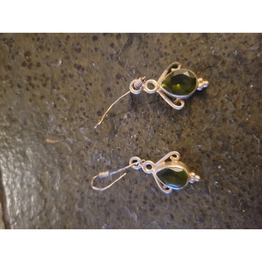 Vintage Green Peridot Earrings  (Need New Hooks)